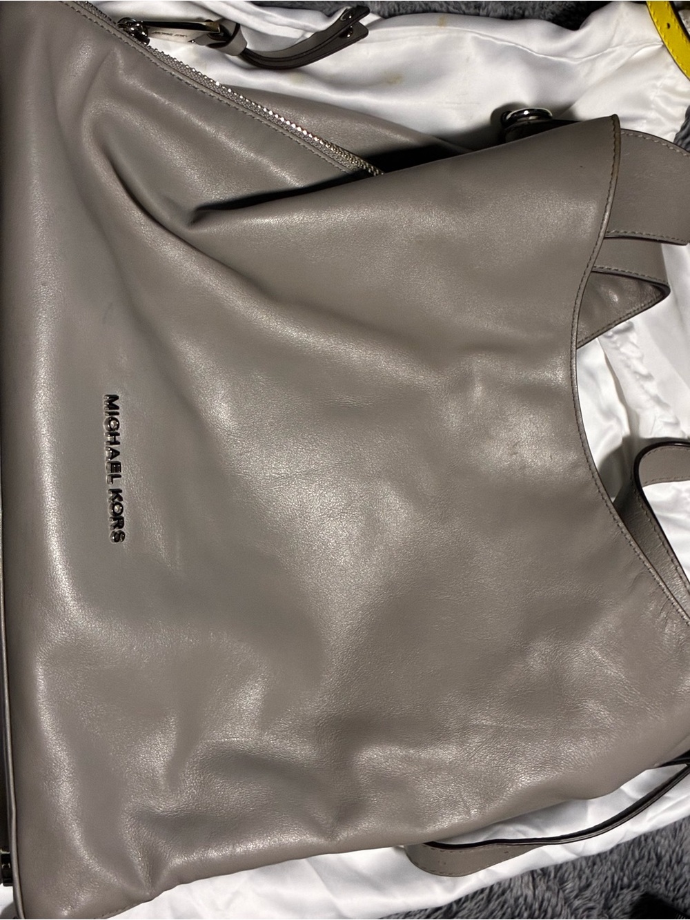 Michael Kors Gray Leather Shoulder Bag